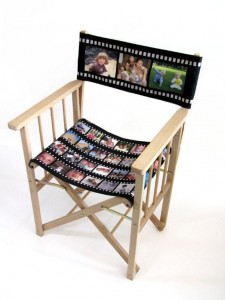 Director chair with filmstrip printed seat and back
