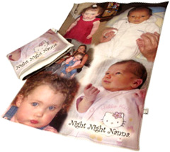 Baby blankets Large and small baby blankets with photo montage of baby photos