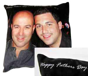 Cushion with photo of father and son with "happy father's day" message