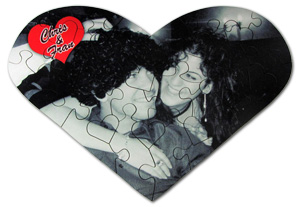 A couple on a heart shaped jigsaw puzzle