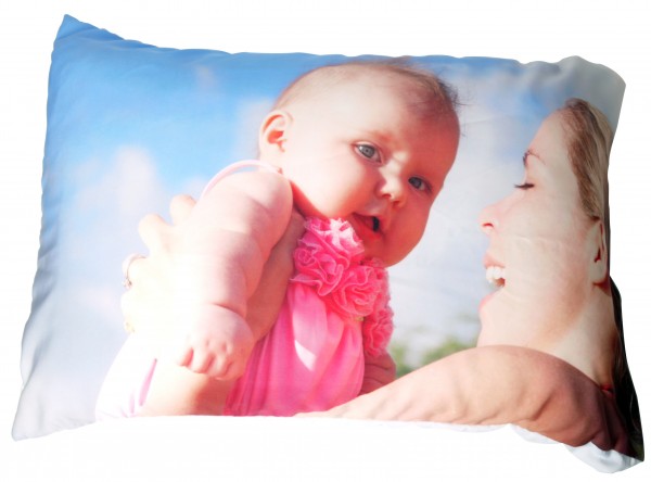 Pillow case with a picture of mother and baby