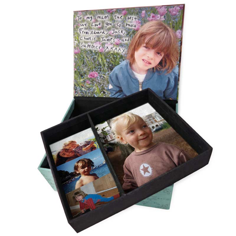 jewellery photo box inside component and lid of jewellery box