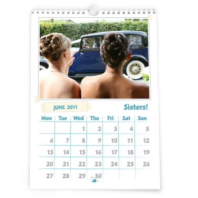 Personalised wedding calendar Page of a photo calendar with two women