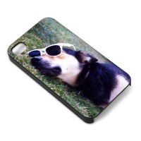Custom iPhone cover with cool dog in sunglasses
