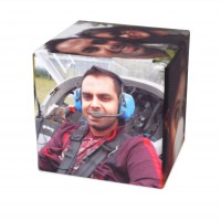 Personalised Christmas gifts for men photo cube with male pilot