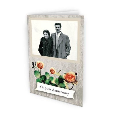 Photo Upload Cards vintage anniversary with roses Photo Upload Cards vintage anniversary with roses