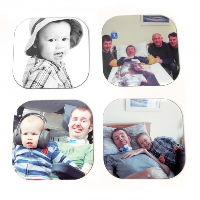 Personalised mugs and coasters, dad and son coasters