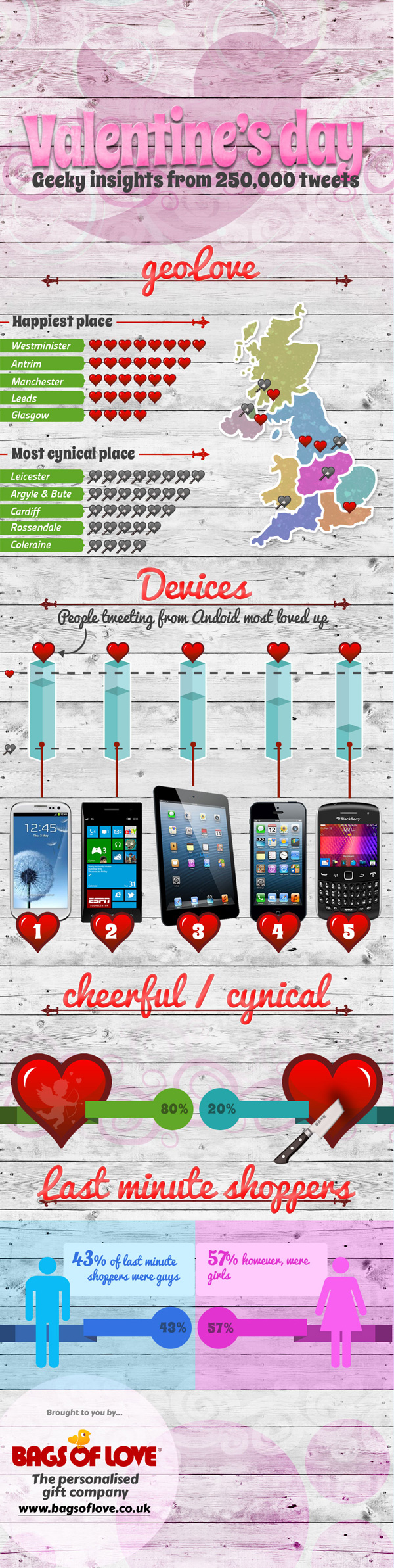 Geeky Insights from 2013 Valentines Day Tweets infographic