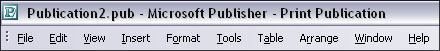 Publisher menu bar