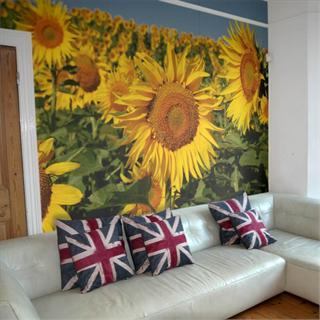 personalised photo wallpaper sunflower lounge