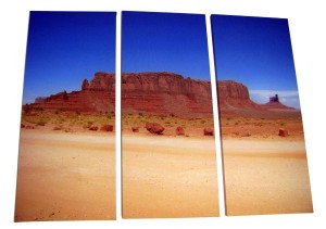 Rocks in desert split three ways on canvas prints