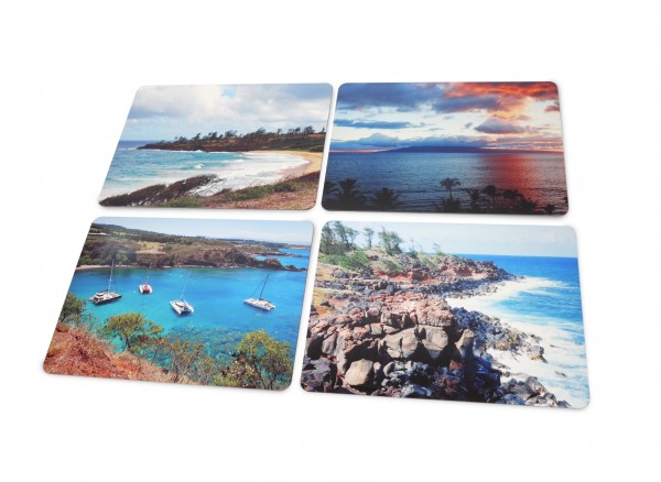 Beach images on four placemats
