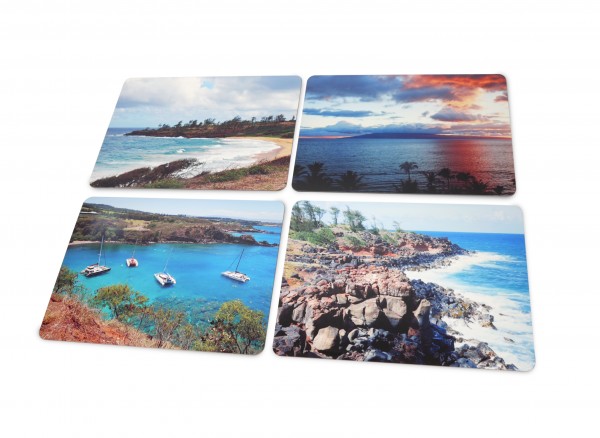 Beach images on four placemats