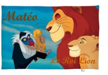 photo blanket with a design of the lion king and text