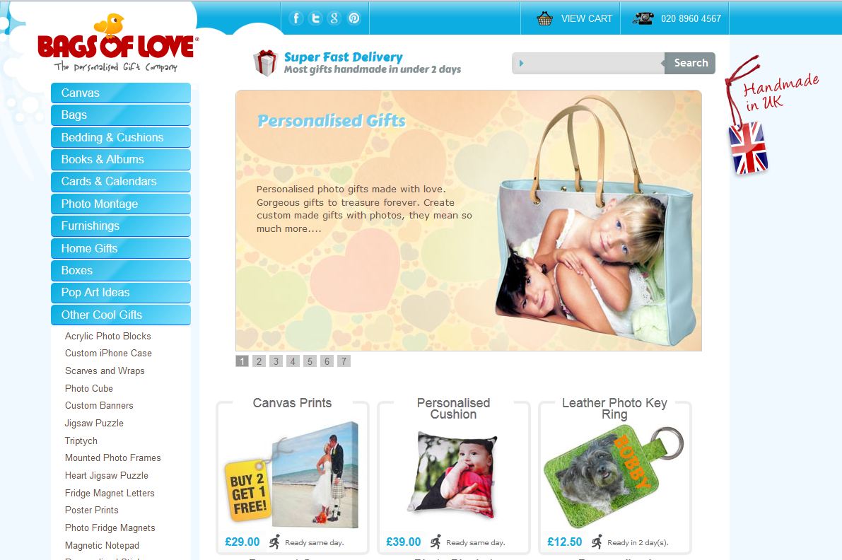 redesign of bags of love website
