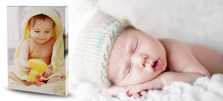 sleeping baby on acrylic block