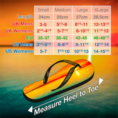 Flip Flop Size Chart Small Medium Large