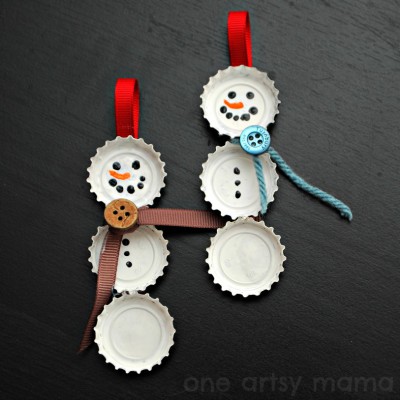 bottle cap snowmen