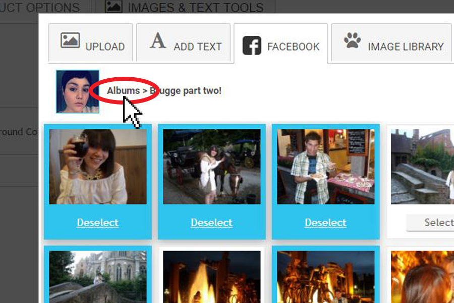 mix and match your favourite facebook photos to make photo gifts