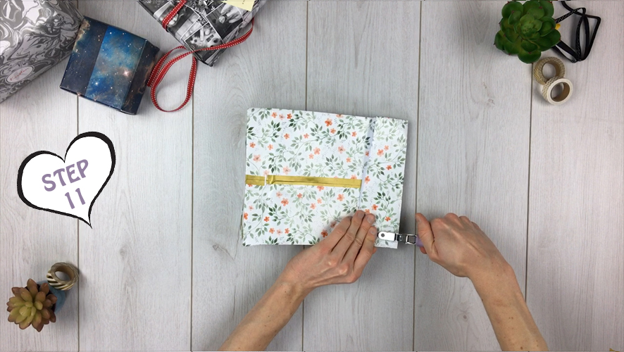 how to make a gift bag from wrapping paper step 11