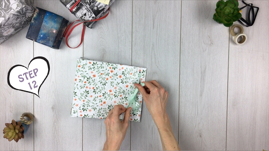 how to make a gift bag from wrapping paper step 12