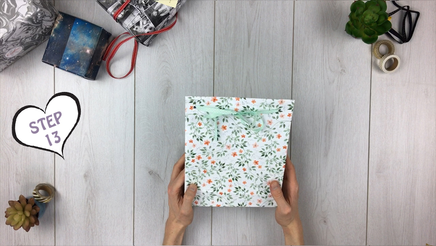 how to make a gift bag from wrapping paper step 13