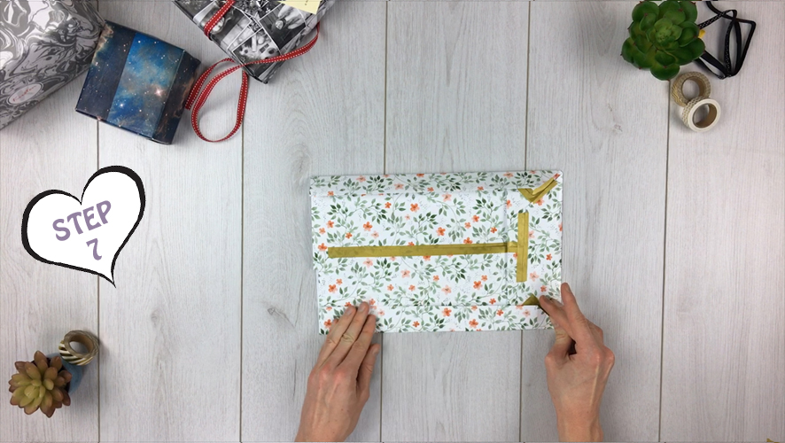 how to make a gift bag from wrapping paper step 7