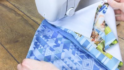 start sewing along the zipper to make a pencil case