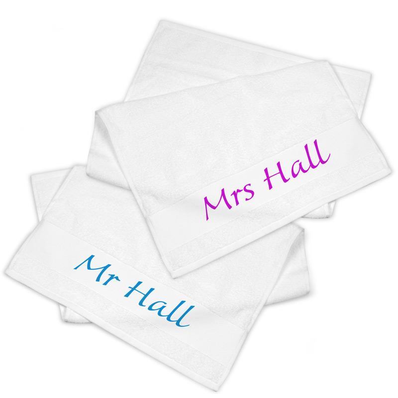 Personalised Towels. Mr and Mrs Towels. His and Her Towels.